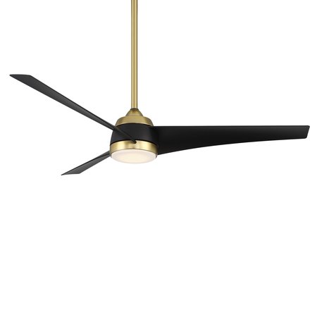 WAC 3-Blade Smart Ceiling Fan 56" Soft Brass Matte Black w/3000K LED Light Kit and Remote Control F-070L